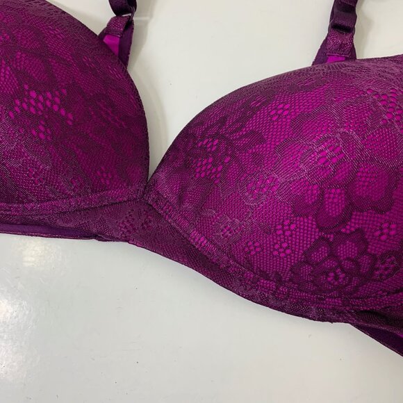 Ambrielle Back Smoothing Wire Free Bra in Purple Lace - Size 34C - Picture 3 of 6